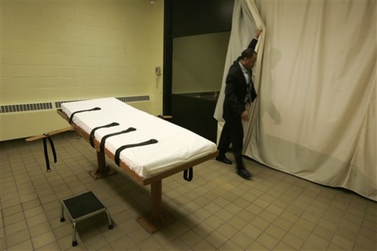 This November 2005 file photo shows the death chamber at the Southern Ohio Corrections Facility in Lucasville, Ohio. Oklahoma, Ohio and Texas, the nation's busiest death penalty state, have switched to pentobarbital for lethal-injection.